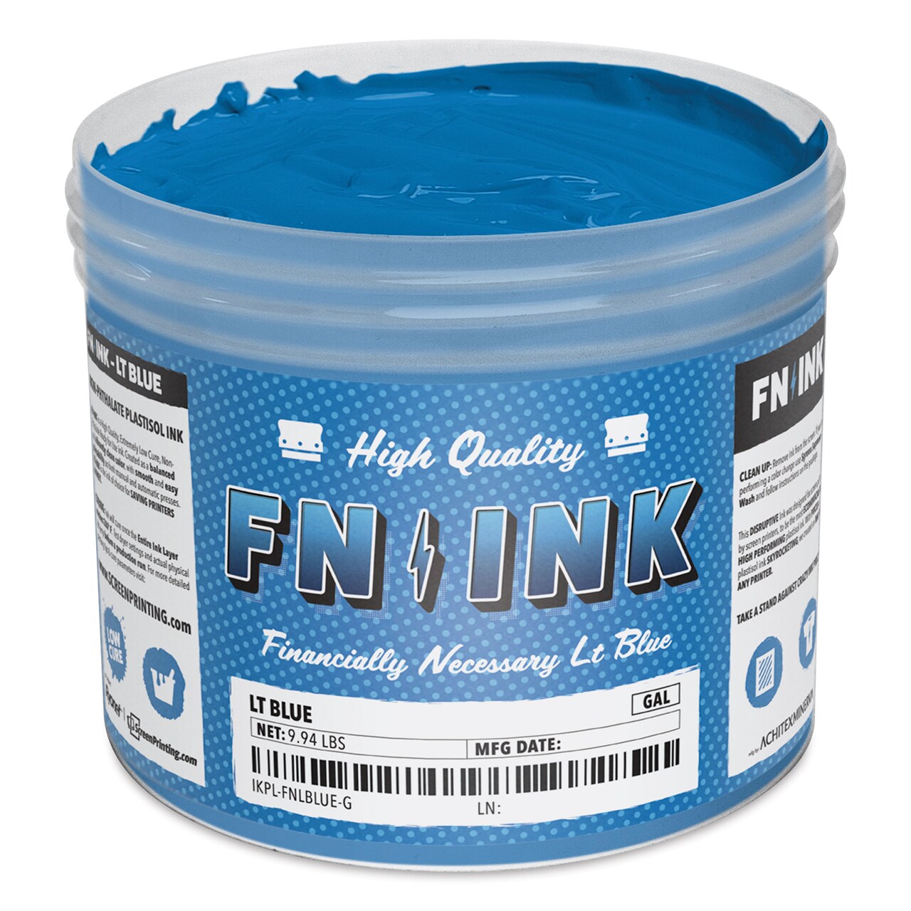 FN Ink Plastisol Screen Printing Ink - Light Blue, Gallon